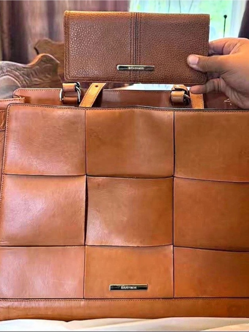 Brahmin Petra II Tote from the Belo collection w/ Tan Brahmin Ady Wallet